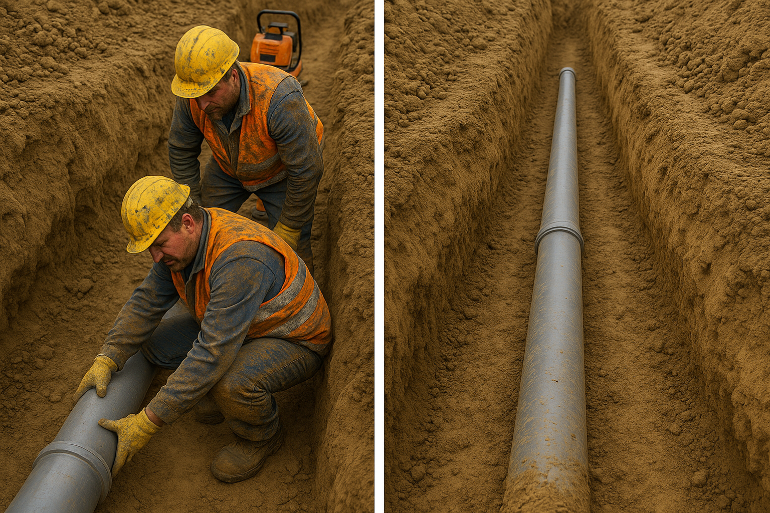 Installation de canalisations d'assainissement