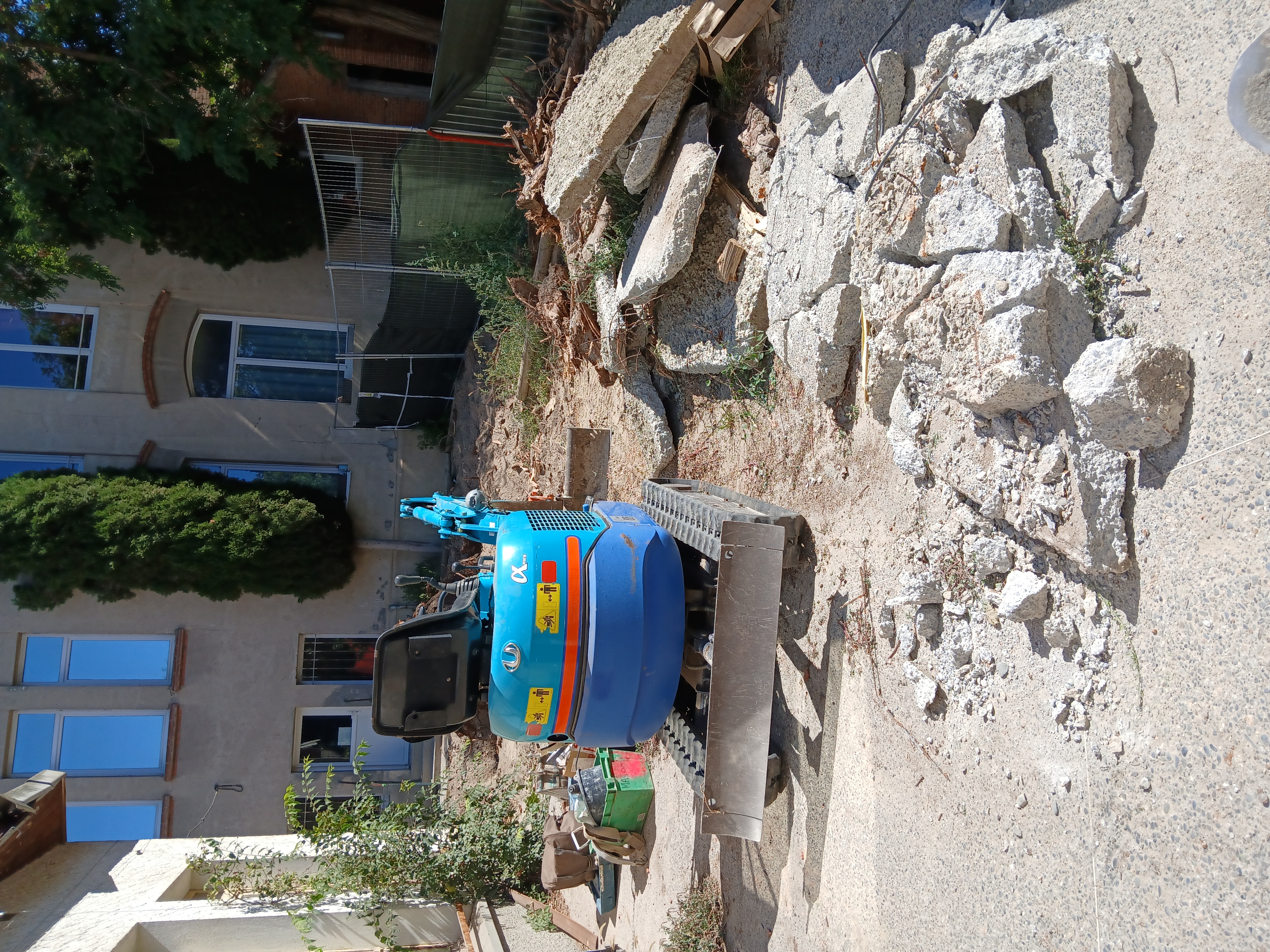 Stump removal process in progress